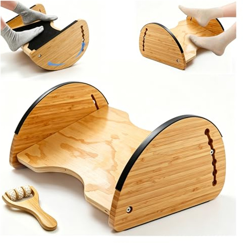 Repose Pied Bureau Ergonomique Repose-pieds Réglable avec 6 Positions de Hauteur Repose Pieds Bureau en Bois pour une Meilleure Position Assise Antidérapant Tabouret à Bascule pour Bureau et Maison
