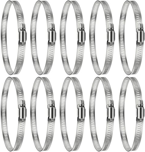10 fascette stringitubo regolabili in acciaio inox 304, fascette stringitubo, fascette stringitubo, fascette stringitubo regolabili, adatte per tubi dell'aria, tubi dell'acqua, tubi, tubi