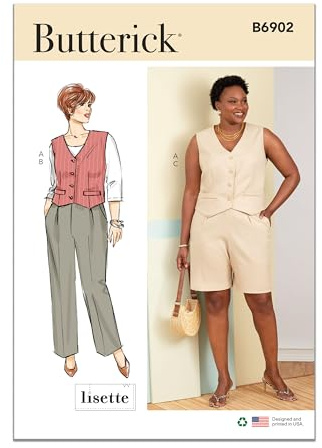 Butterick B6902W3 Women's Vest, Pants and Shorts Sewing Pattern Kit, Design Code B6902, Sizes 30W-32W-34W-36W-38W