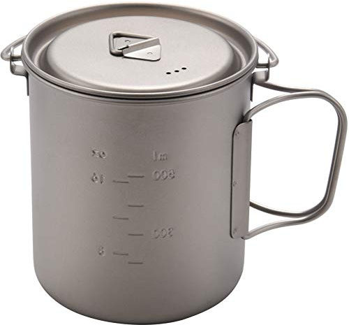 BRIUERG Titanium Pot Cup Mug Pots Camping Cup Picnic Water Cup Mug of Coffee Tea with Lid Pot 750Ml