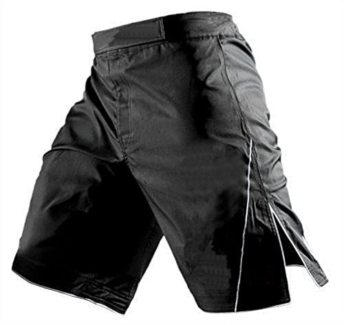 Sanguine Pantalones Cortos MMA Para Hombre - Combate, Deportivos, Artes Marciales - Todos Los Tamaños, Negro Sin Logo, M