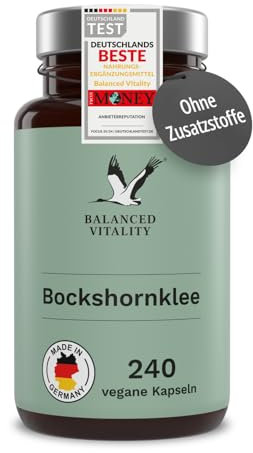 Bockshornklee Kapseln - 2400 mg pro Tagesdosis (600 mg je Kapsel) - 240 vegane Kapseln für 2 Monate - ohne Zusatzstoffe - laborgeprüft - Balanced Vitality