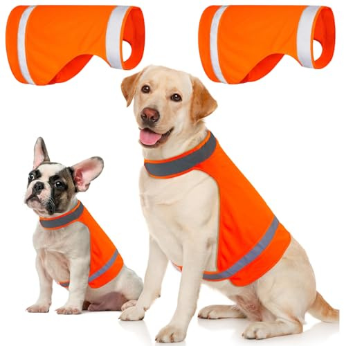 2 Pieces Reflective Dog Hunting Vest Orange, High Visibility Bright Dogs Safety Vest, Soft Jacket for Outdoor Walking Hunting, Keep Dog in Sight and Safe (Blaze Orange)