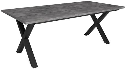 Skraut Home - Mesa de Comedor | 10 Comensales | 200 | Robusta y Estable Gracias a su Estructura y Patas macizas | Ideal para reuniones Familiares | Estilo Industrial (Gray)