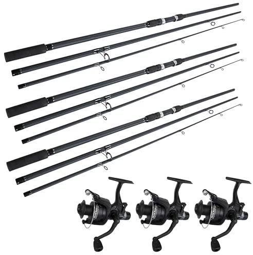 Karpfenangeln Einsteiger Set: Helius Runner III + Karpfenrute Black Phantom II - Karpfenset (3 Combos)