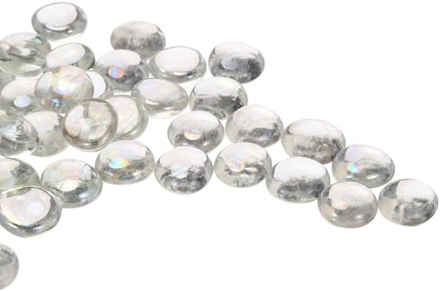 QUARKZMAN Glaspärlor, 36 st Ädelstenar Genomskinligt Platt Glas Vit 0,44 Pund (0,67-0,87) Glaskulor för Fyllmedel Vaser Akvarium Dekoration Gör-det-själv Hantverk