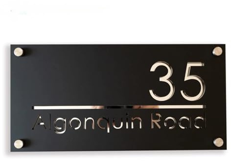 Placa De Dirección Personalizada,Letrero De Número De Casa 3D Acrílico Personalizado Con Nombre De Calle,Numeros Casa Exterior,Señal De Dirección De Tienda Placa (15 * 29cm,Plata y negra)