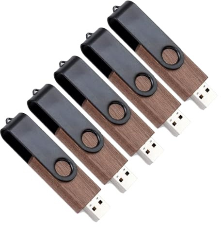 5-pack 64 GB USB-minne 2.0 USB-minne trä minnessticka svängbar tumenhet extern datalagringningspinne penna för dator surfplatta laptop bil TV