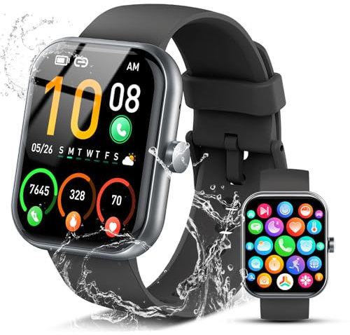Coucur Smartwatch Herren Damen, 1.96 HD Smart Watch Fitness Tracker mit Telefonfunktion, 110+ Sportmodi Fitnessuhr Herzfrequenz Schlafmonitor Schrittzähler, IP68 Wasserdicht Sportuhr für Android iOS