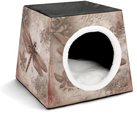 Dragonfly Bee Capsule Cat Bed Stylish Cozy Space Foldable Windproof Dog House Cat Cave Cube Suitable for Small Pets