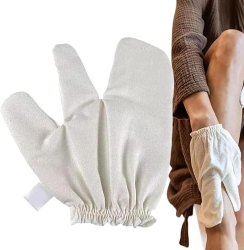 Exfolierande badhandskar - duschskrubb, i natursilke för känsliga områden, armhålor, ben spa- och mångsidig användning