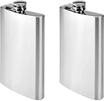 2 Pezzi Fiaschetta in Acciaio Inossidabile, Fiaschetta Tascabile, Fiaschetta Portatile, 6 once Fiaschetta Piccola per Escursionismo, Caccia, Campeggio, Arrampicata, Barbecue, Bar, Feste (Argento)