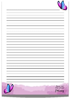 JW Letter Writing A4 Pad Stationery Paper Lined Gift Notepad Writing Sheets (Butterflies)