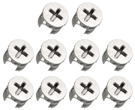 PATIKIL 15mm Dia Cam blocco Raccordi Dado, 10pz per Mobili Collegamento Zinco Lega, Tono argento
