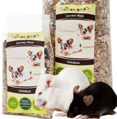 Mixerama Farbmäuse Gourmet Menü - artgerechtes Mäusefutter für die Farbmaus ohne Pellets Kleintierfutter Alleinfutter