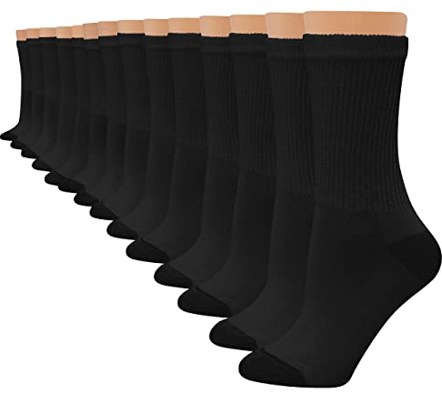 Hanes Womens Value Pack, Crew Soft Moisture-wicking Socks, Available In 10 And 14-packs, Black - 14 Pack, 5-9 US
