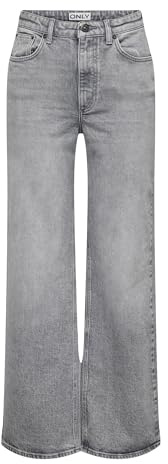 ONLY Onljuicy Hw Wide Leg Rea707 DNM Noos, Medium Grey Denim, 25W x 32L