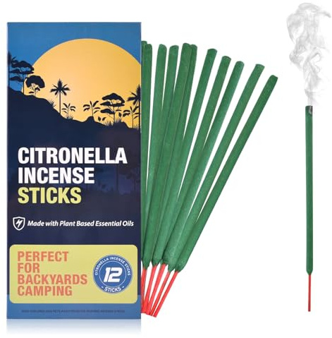 Citronella Incense Sticks Outdoors, 12 PCS Citronella Sticks for Camping, Patio, Hiking,etc