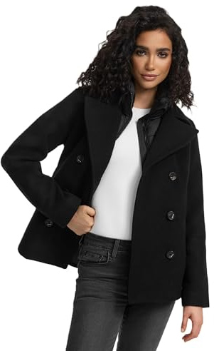 MARIKOO Giacca invernale da donna (S-3XL) - Kaban con 4 tasche, colletto alto e foderato (rimovibile), calda giacca da donna - N044, Nero , L