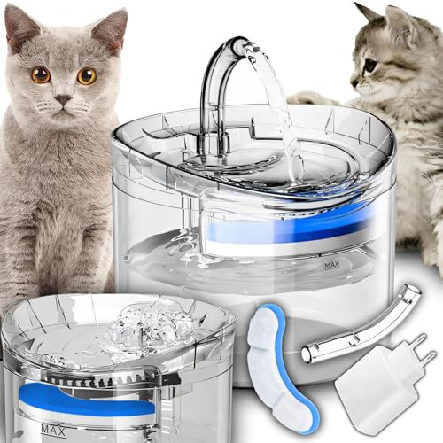 Retoo Katzenbrunnen Trinkbrunnen 2,5L Katzentrinkbrunnen Wasserbrunnen für Katzen Hunde Automatischer Haustierbrunnen Wassertank für Innenbereich Leiser Pumpe Wasserfilter 16,5 x 16,5 x 15,5 cm
