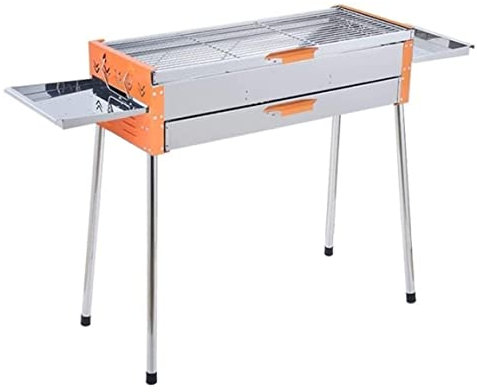 Plla de Barbacoa portátil de Acero Inoxidable, plla de carbón Plegable de sobremesa para Exteriores, Ideal para Acampar (A)