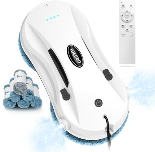 iDEEBO Robot Lavavetri Finestre, Robot lavavetri automatico con Funzione spray, Sistema di navigazione intelligente per finestre interne ed esterne e tutte le superfici lisce