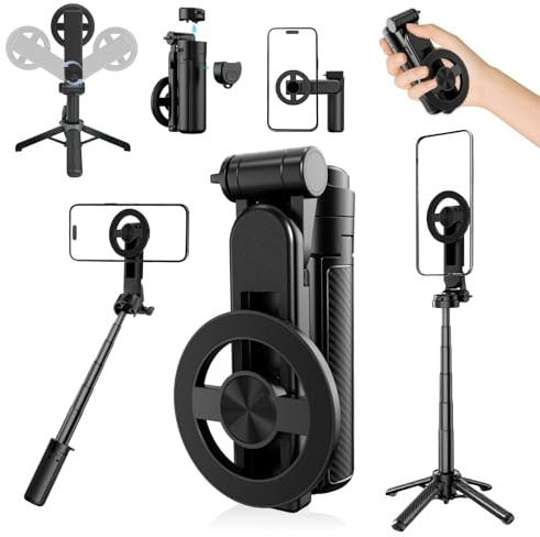 4-in-1 Multifunctional Magnetic Selfie Stick Tripod, 360° Rotation Phone Tripod with Wireless Remote, Phone Stand for Video Recording & Vlogging - Portable Travel