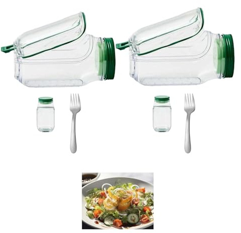 Lonchera con cuenco de apertura lateral y taza de aderezo a prueba de fugas, recipiente de ensalada de PET con tenedor de acero inoxidable, recipiente reutilizable para preparación de comidas para