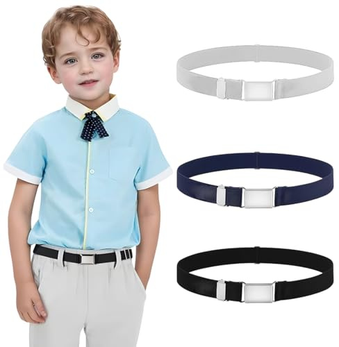 YUVKIN 3 Pezzi Cintura Elastica Regolabile con Fibbia Quadrata, Cintura Bambino, Bambina e Ragazzo per Jeans, Pantaloncini, Pantaloni, Vestito (per 2-15 anni)