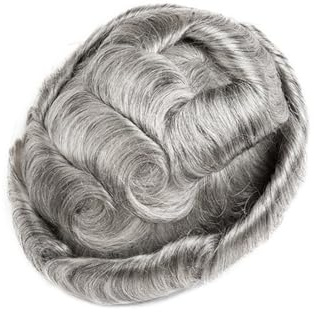 Uso Masculino Tupé de Piel sin Nudos for Hombres Cabello Humano Prótesis capilar Masculina Cabeza de Peluca(7x10)