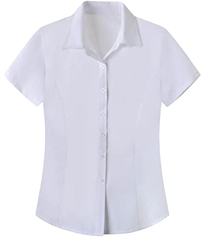 MJGkhiy Camicia Donna Maniche Corte Elegante Elasticizzata Bianca Camicetta Ufficio Formale Business Casual Blusa Aderente Estiva Slim Fit