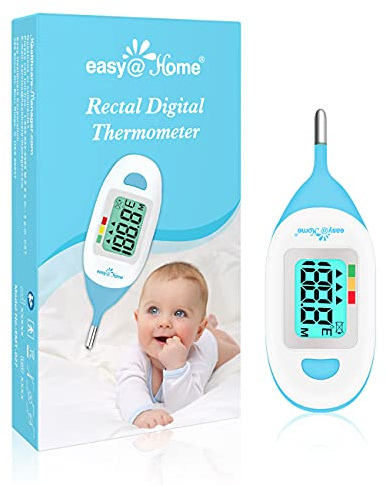 Easy@Home Baby Rectal Thermometer with Fever Indicator, Clear LCD Display for Fast Readings, Soft Flexible Tip for Infant & Newborn Use – EMT-027