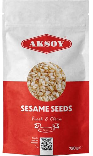 Aksoy Premium Sesame Seeds 750 Grams | 100% Natural, Fresh & GMO-Free – Ideal for Cooking, Baking, Salads, Bread & Garnishing | Vegan & Versatile Kitchen Essential (Packaging May Vary)