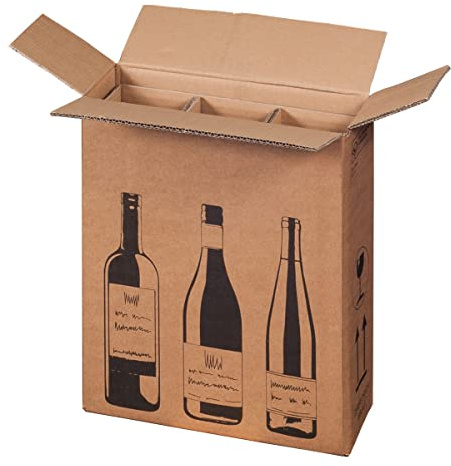 karton-billiger | Carton d'expédition bouteilles Carton à vin Expédition bouteilles Certificat PTZ, certifié DPD, Hermes, UPS, 8 tailles | 1-12 bouteilles (10, 3 bouteilles de vin)