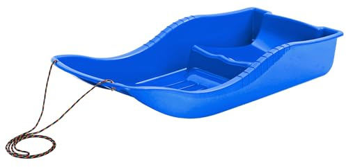 ArcticThrill Snow Sled for Kids - SnowBoat Sledge - Single Rider Toboggan with Pull Rope; Outdoor Plastic Winter Sleigh for Toddlers & Kids