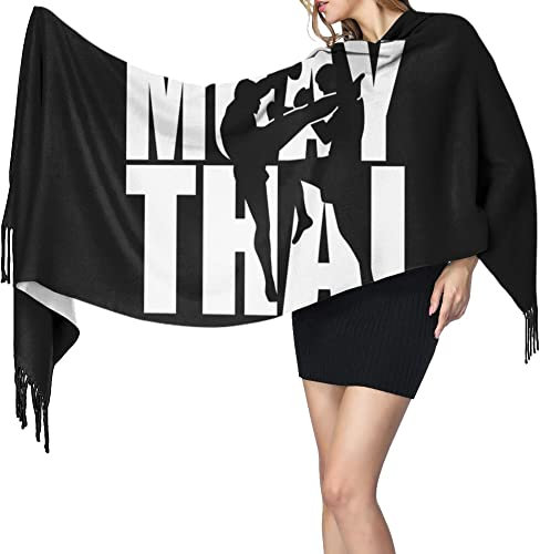 NLWQEKV Muay Thai Damen-Winterschal, Kaschmir-Gefühl, Schal, weich, warm, Decke, Schals, Fransenschal