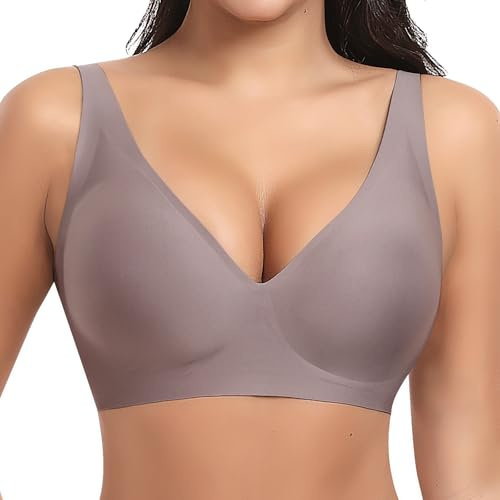 Ganado Sujetador sin Aros Mujer Sujetadores Push up con Relleno sin Costuras Bralette Básicos Cuello V Profundo