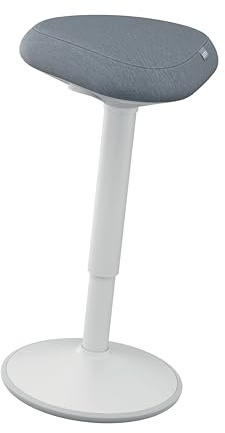 Leitz, Tabouret Assis-Debout Ergonomique, Pivotant & à bascule, Hauteur réglable de 57 à 82 cm, Chaise / Siège de bureau, Supporte jusqu'à 110kg, Gamme Ergo, Gris clair, 65450085
