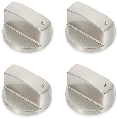 Xrten 4 botones de control universales de metal, botón de cocina de gas de 6 mm, botón de gas, botones giratorios para gas, horno y placa de cocción (plata)