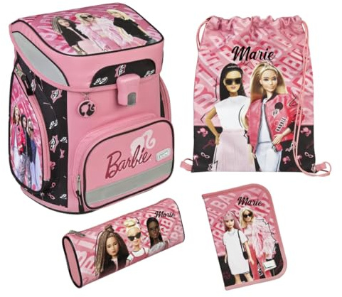 Undercover Cartable Set 5 pièces pour fille 1ère classe | Avec contenu personnalisé Sac de gym Trousse à crayons École primaire Motif Scooli, Barbie, Cartable