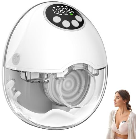 Elektrische Milchpumpe, fmilchpumpe handsfree mit Überlauffunktion und Sprachansage 4 Modi und 12 Geschwindigkeiten einstellbar geräuscharmer Betrieb milchpumpe elektrisch weiß