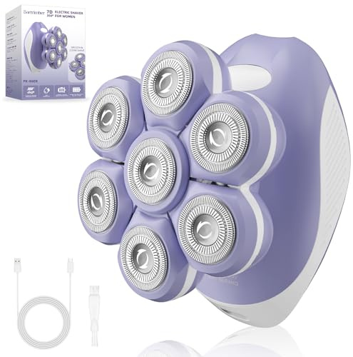 Bartrimber 7D Electric Razors for Women: Fast & Smooth Full-Area Electric Shaver for Women Flawless Legs - Waterproof Body Hair Remover for Wet Dry Use, LED Light & Travel Cover - Gifts for Ladies Her