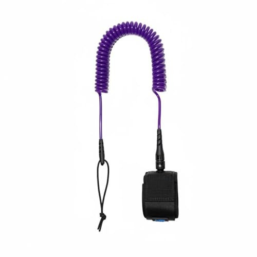 Qianly Coiled Stand-up Paddleboard Leash Full Rotation Swivel 10ft Coiled Surf Cord Untwist Paddleboard Ankle Leash for Paddleboarders, Surfers, Purple