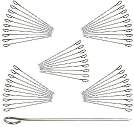 Relaxdays Set da 500 Spiedini in Acciaio Inossidabile per Involtini, Aghi con Occhiello, Spiedi con L: 11 cm, Argento