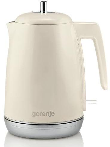 Gorenje K15RL elektrischer Wasserkocher mit 360°-Umdrehung/ Wasserstandanzeige/ Thermostatsteuerung/ Sicherheitssystem/ Verschlusskappe/ Kabelfach/ 23,9 cm/ 1,7 l/ Champagnefarbe