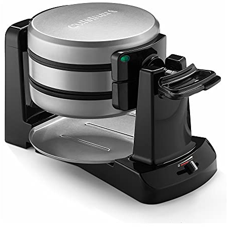 Cuisinart Double Flip Belgian Waffle Maker, 180° Flip, Ready Indicator Light, 1400W Nonstick Waffle Iron Plates, WAF-F40, Black/Stainless