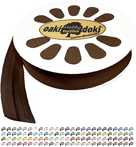 Sandras-Bastelladen 20m Schrägband/Einfassband Baumwolle Uni gefalzt Breite 20mm 963-Braun