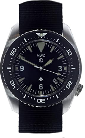 MWC 500 m automático acero negro fecha tela OTAN reloj buceo hombre