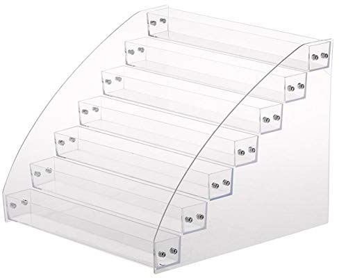 7-Tier Acrylic Nail Polish Display Stand, Transparent Storage Organiser Shelf, Erasable Cosmetic Holder for Lipstick and Polish