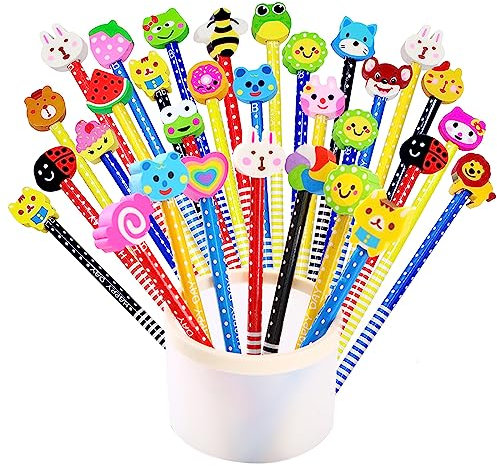 Jatidne 24 Bleistifte Kinder Mitgebsel mit Radiergummi Tier Design Abschiedsgeschenk Schüler Mitgebsel Kindergeburtstag Kleine Geschenke für Kinder